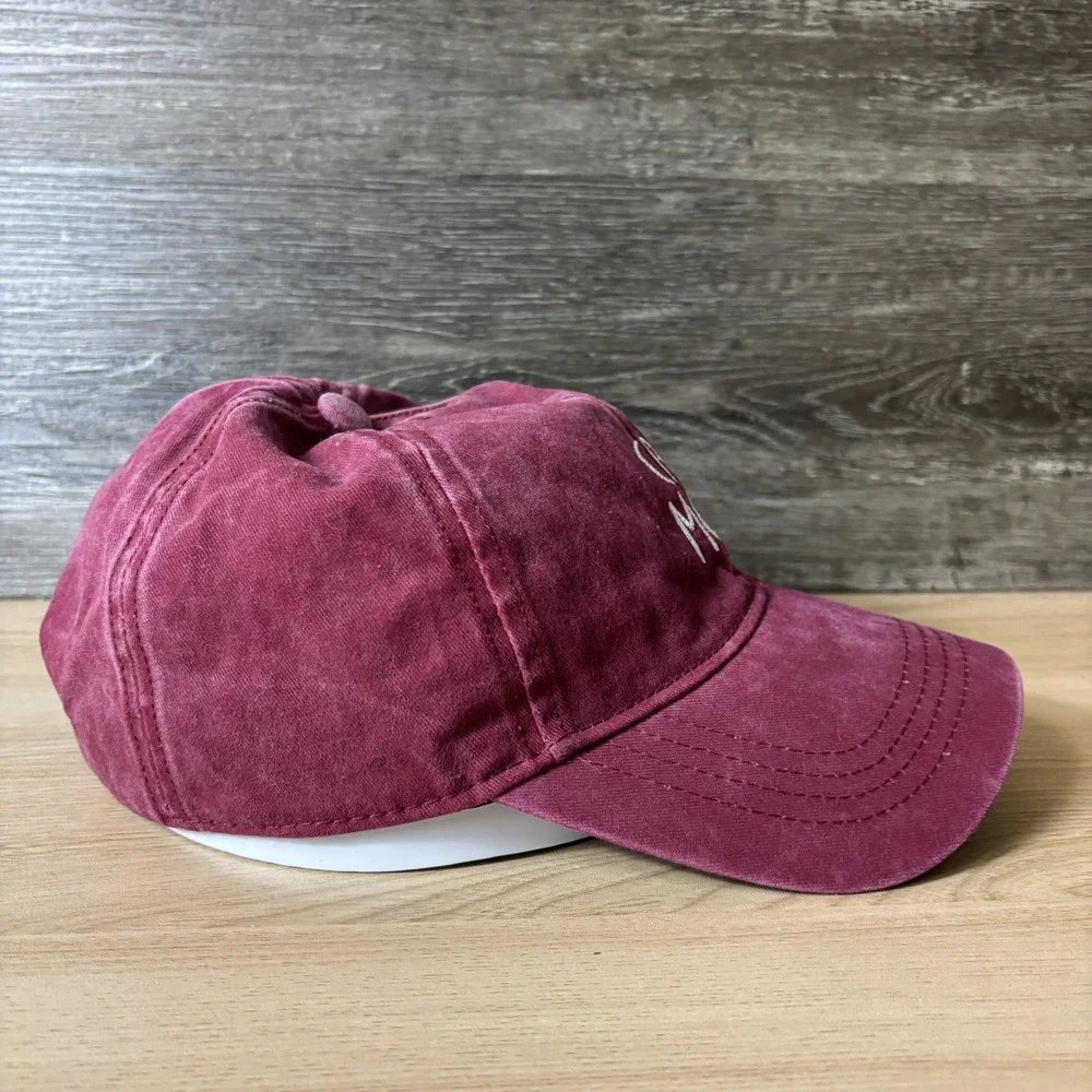 Cat Mom Hat Cap Strap Back‎ Womens Red Embroidered David and Young Casual Cotton